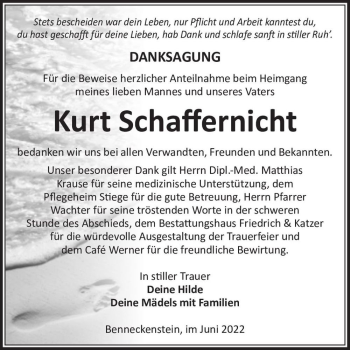 Traueranzeige von Kurt Schaffernicht  von Magdeburger Volksstimme
