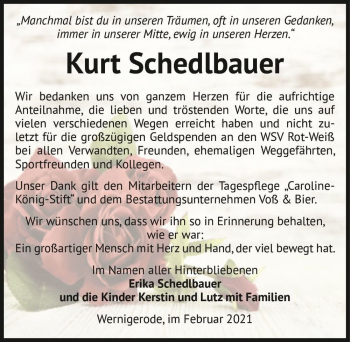 Traueranzeige von Kurt Schedlbauer  von Magdeburger Volksstimme