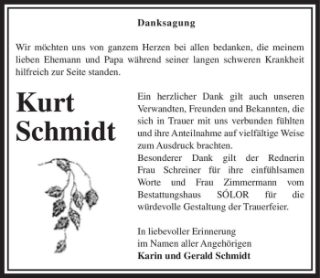Traueranzeige von Kurt Schmidt  von Magdeburger Volksstimme