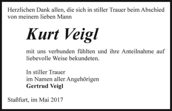 Traueranzeige von Kurt Veigl  von Magdeburger Volksstimme