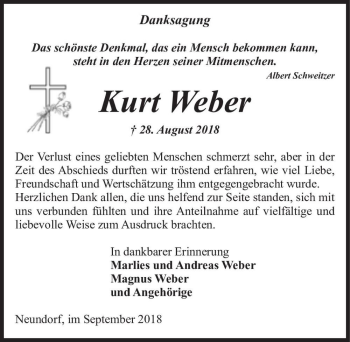 Traueranzeige von Kurt Weber  von Magdeburger Volksstimme