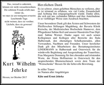 Traueranzeige von Kurt Wilhelm Jehrke  von Magdeburger Volksstimme