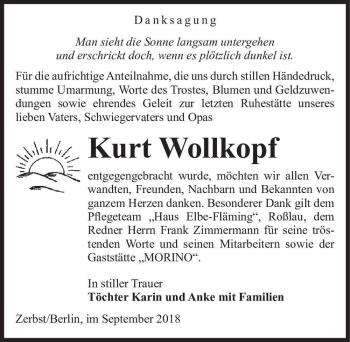 Traueranzeige von Kurt Wollkopf  von Magdeburger Volksstimme