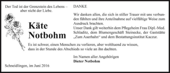 Traueranzeige von Käte Notbohm  von Magdeburger Volksstimme