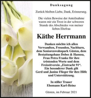 Traueranzeige von Käthe Herrmann  von Magdeburger Volksstimme