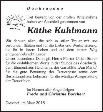 Traueranzeige von Käthe Kuhlmann  von Magdeburger Volksstimme