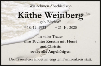 Traueranzeige von Käthe Weinberg (geb. Bischoff)  von Magdeburger Volksstimme