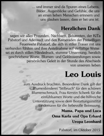 Traueranzeige von Leo Louis  von Magdeburger Volksstimme