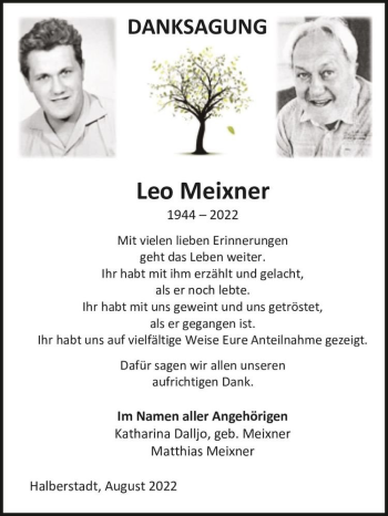 Traueranzeige von Leo Meixner  von Magdeburger Volksstimme