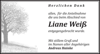 Traueranzeige von Liane Weiß  von Magdeburger Volksstimme