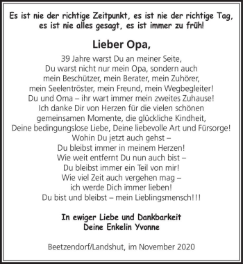 Traueranzeige von Lieber Opa  von Magdeburger Volksstimme