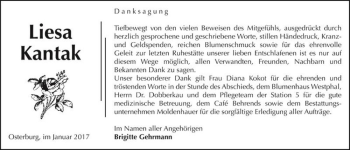 Traueranzeige von Liesa Kantak  von Magdeburger Volksstimme