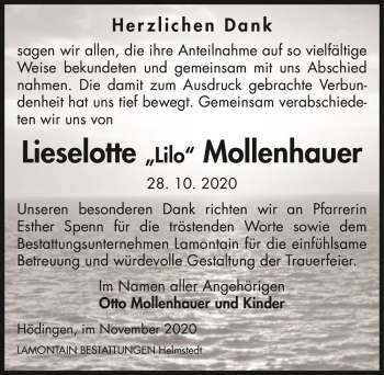 Traueranzeige von Lieselotte 