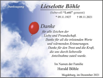 Traueranzeige von Lieselotte 