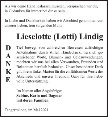 Traueranzeige von Lieselotte 
