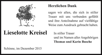 Traueranzeige von Lieselotte Kreisel  von Magdeburger Volksstimme