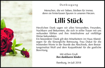 Traueranzeige von Lilli Stück  von Magdeburger Volksstimme