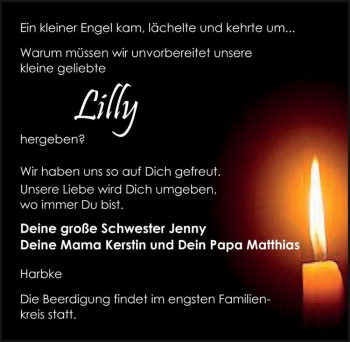Traueranzeige von Lilly  von Magdeburger Volksstimme