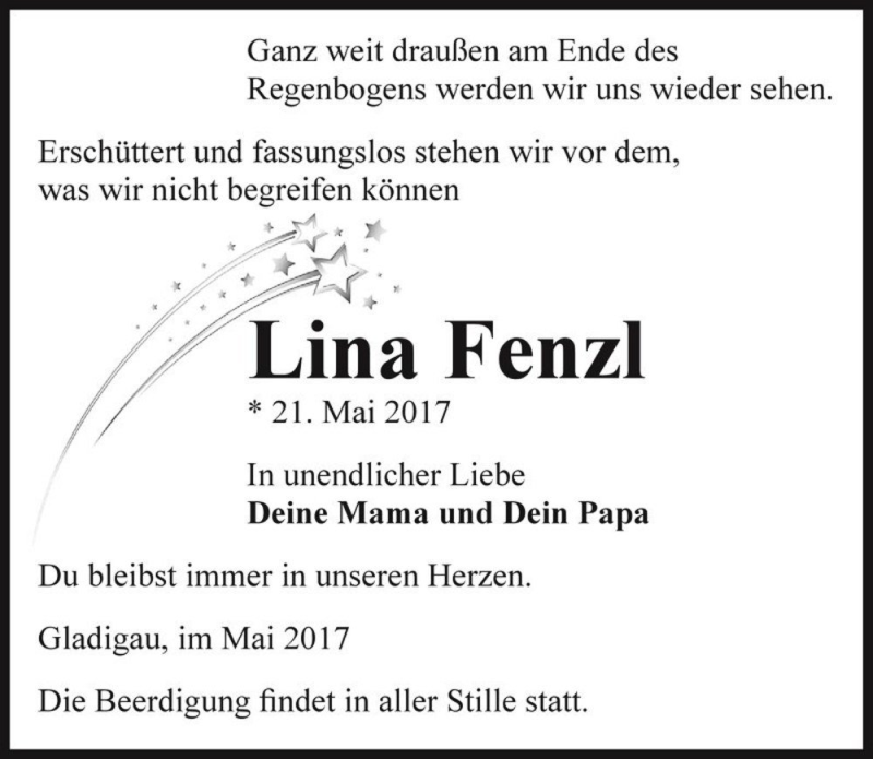  Traueranzeige für Lina Fenzl  vom 24.05.2017 aus Magdeburger Volksstimme