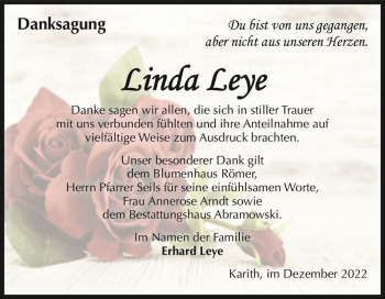 Traueranzeige von Linda Leye  von Magdeburger Volksstimme