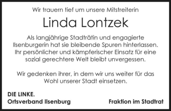 Traueranzeige von Linda Lontzek  von Magdeburger Volksstimme