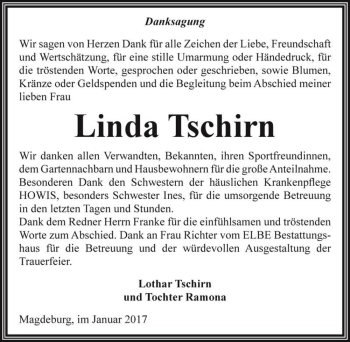 Traueranzeige von Linda Tschirn  von Magdeburger Volksstimme