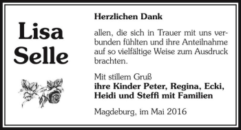 Traueranzeige von Lisa Selle  von Magdeburger Volksstimme