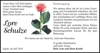 Traueranzeige von Lore Schulze  von Magdeburger Volksstimme