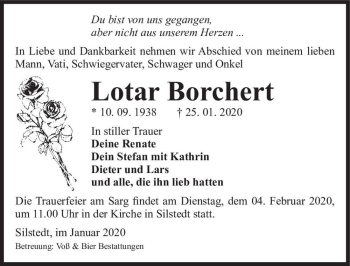 Traueranzeige von Lotar Borchert  von Magdeburger Volksstimme
