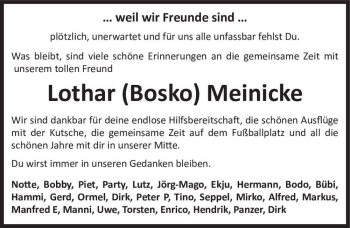 Traueranzeige von Lothar (Bosko) Meinicke  von Magdeburger Volksstimme