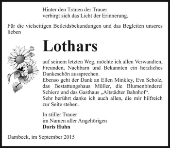 Traueranzeige von Lothar  von Magdeburger Volksstimme