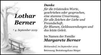 Traueranzeige von Lothar Berner  von Magdeburger Volksstimme