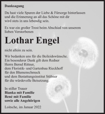 Traueranzeige von Lothar Engel  von Magdeburger Volksstimme