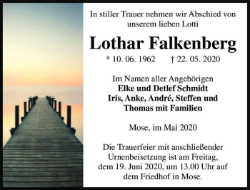 Traueranzeige von Lothar Falkenberg  von Magdeburger Volksstimme