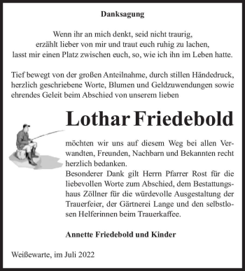 Traueranzeige von Lothar Friedebold  von Magdeburger Volksstimme