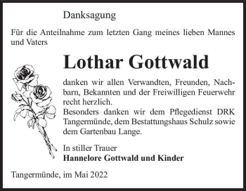 Traueranzeige von Lothar Gottwald  von Magdeburger Volksstimme