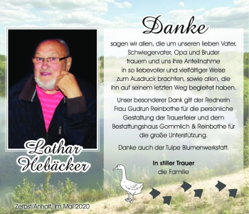 Traueranzeige von Lothar Hebäcker  von Magdeburger Volksstimme