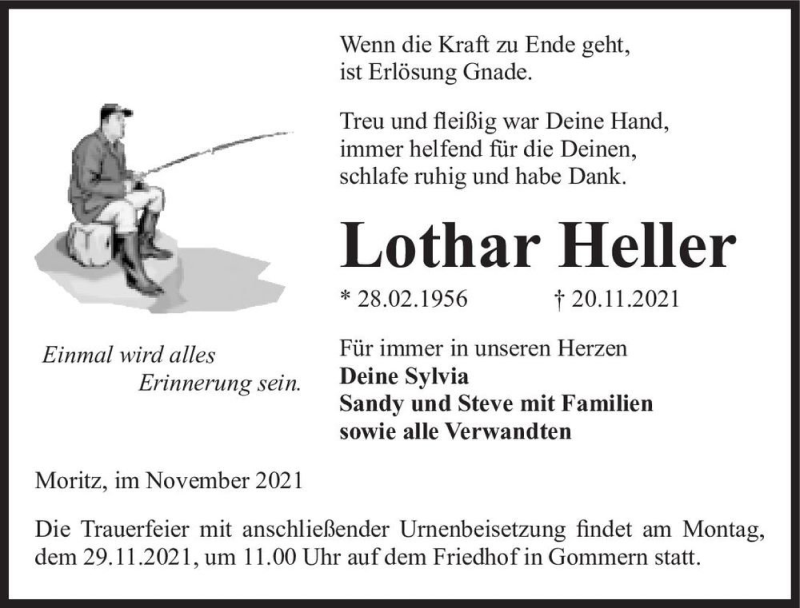  Traueranzeige für Lothar Heller  vom 27.11.2021 aus Magdeburger Volksstimme