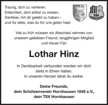Traueranzeige von Lothar Hinz  von Magdeburger Volksstimme