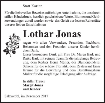 Traueranzeige von Lothar Jonas  von Magdeburger Volksstimme