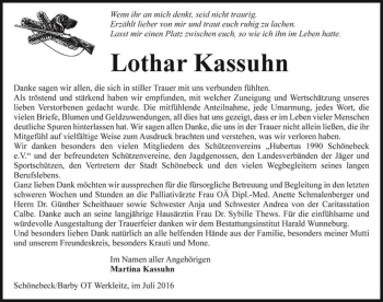 Traueranzeige von Lothar Kassuhn  von Magdeburger Volksstimme