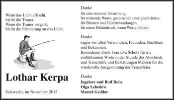 Traueranzeige von Lothar Kerpa  von Magdeburger Volksstimme