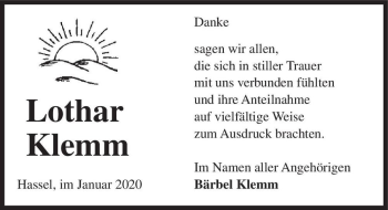 Traueranzeige von Lothar Klemm  von Magdeburger Volksstimme
