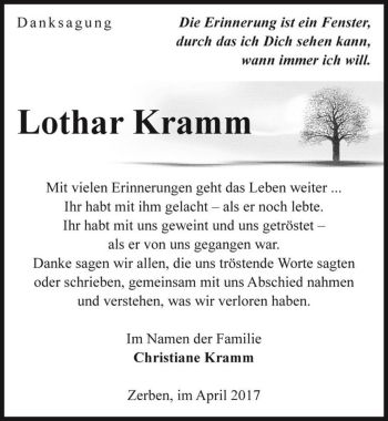 Traueranzeige von Lothar Kramm  von Magdeburger Volksstimme