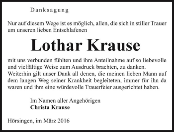 Traueranzeige von Lothar Krause  von Magdeburger Volksstimme