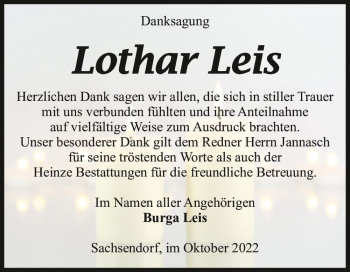 Traueranzeige von Lothar Leis  von Magdeburger Volksstimme