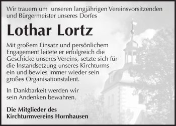 Traueranzeige von Lothar Lortz  von Magdeburger Volksstimme