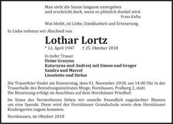 Traueranzeige von Lothar Lortz  von Magdeburger Volksstimme