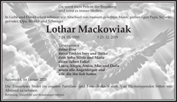 Traueranzeige von Lothar Mackowiak  von Magdeburger Volksstimme