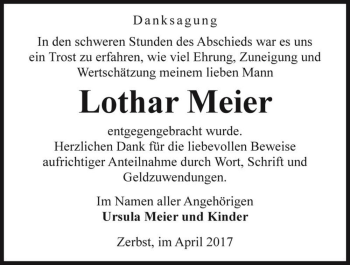 Traueranzeige von Lothar Meier  von Magdeburger Volksstimme